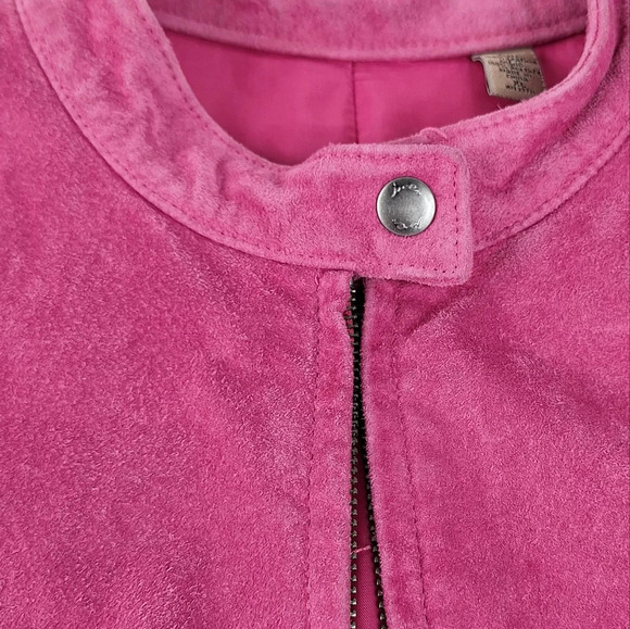 INC International Concepts Suede Pink XL Womens Jacket Silver Colored Zippers - Picture 6 of 16